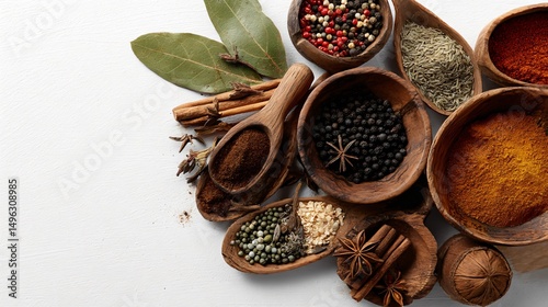 Close-Up Variety Eastern Spices for Exquisite Culinary Creations