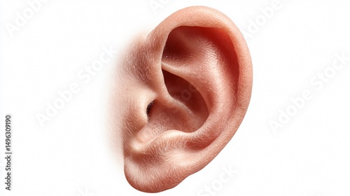 Detailed Close-Up of Human Ear Anatomy for Medical Illustrations and Educational Purposes
