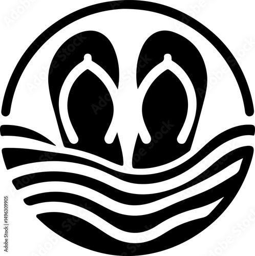 sketch illustration silhouette design icon logo symbol flip flops for relaxing in any situation