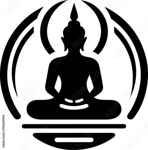 sketch illustration silhouette design icon logo symbol religion serenity buddha in meditation emptiness ethnic modern