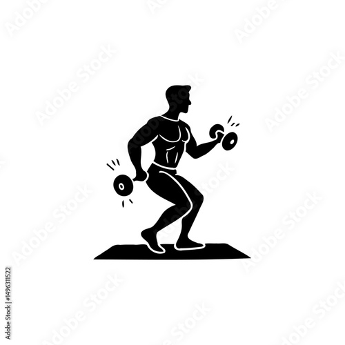 Sculpted Physique in Motion: Silhouette of Concentrated Fitness Routine