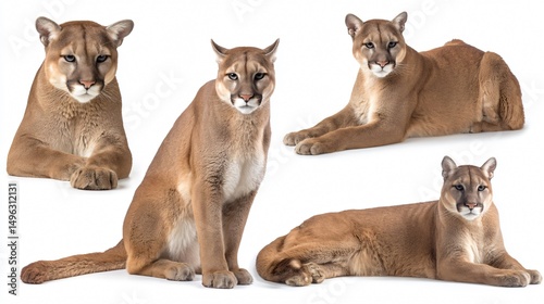 Elegant Cougar Collection: Portrait, Standing, Lying, Sitting | Captivating Wildlife Imagery for Designers