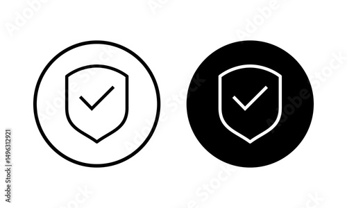 Shield check mark icon vector illustration. Protection approve sign. Insurance icon