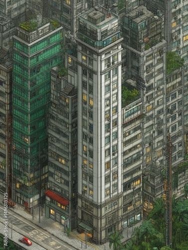 Edifícios Urbanos, Perspectiva Aérea, Arranha-Céus, Densidade Urbana photo