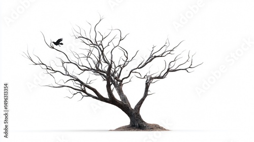 Spooky Dead Tree Halloween Decoration on White Background