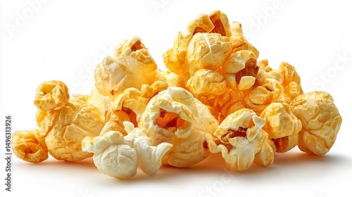 Crunchy Delicious Popcorn Snack Isolated on White Background