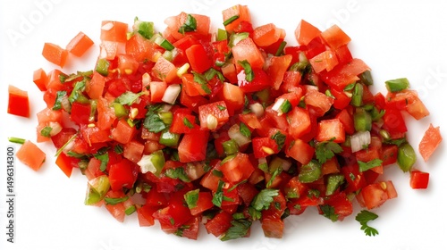 Fresh and Vibrant Diced Pico de Gallo Top-Down View for Creative Projects