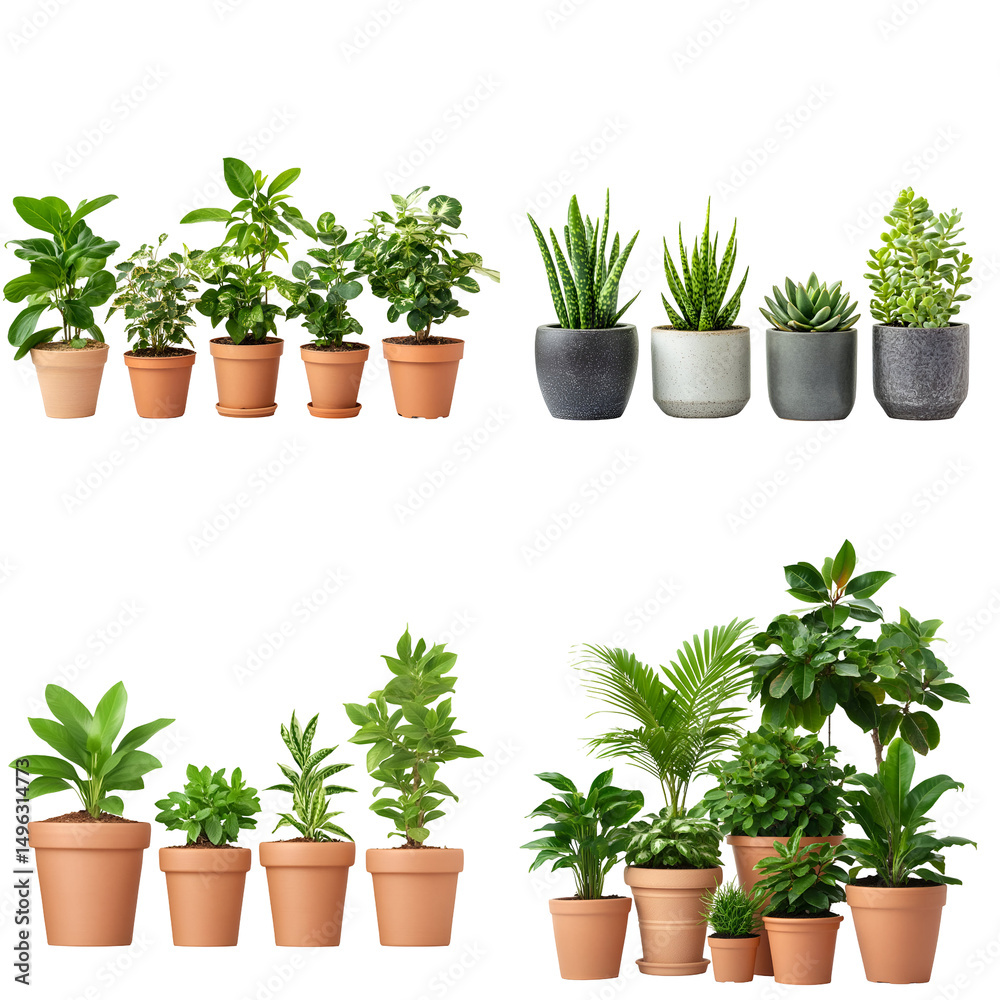 Obraz premium Collection of potted plants in various pots