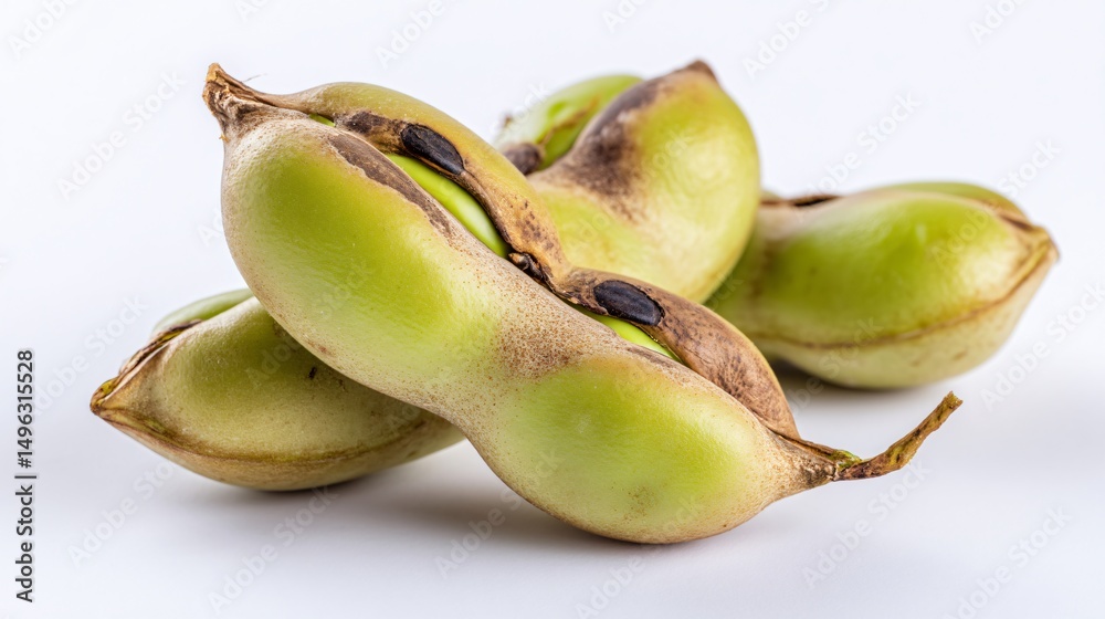 Fresh Fava Bean Isolated on White Background for Culinary and Food Concept Fresh Fava Bean Isolated on White Background for Culinary and Food Concept