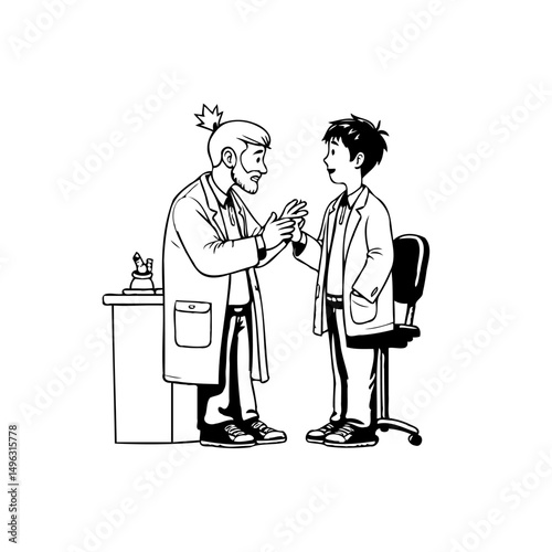 Scientific Consultation: A Drawn Scene of Mentorship and Knowledge Exchange
