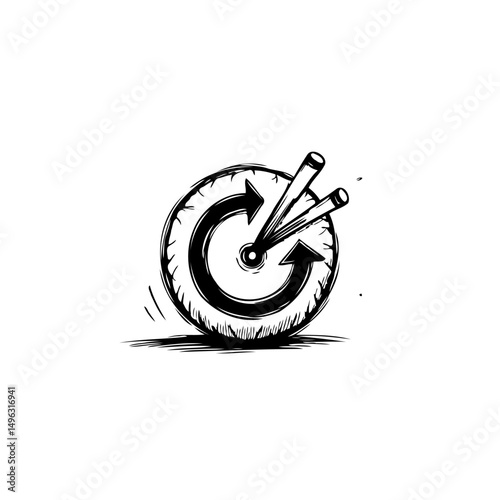 Stylized Target Illustration with Arrows for Precision or Strategic Goal Focus