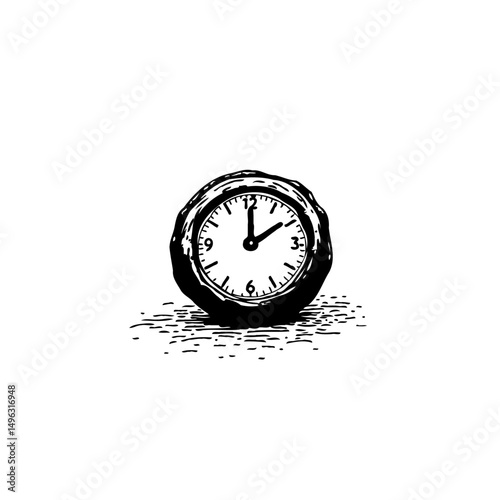Hand-drawn representation of a clock face, illustrating time passing in simple design