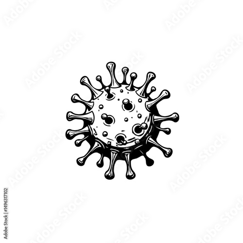 Intricate vector depiction of a virus particle featuring spiky protrusions