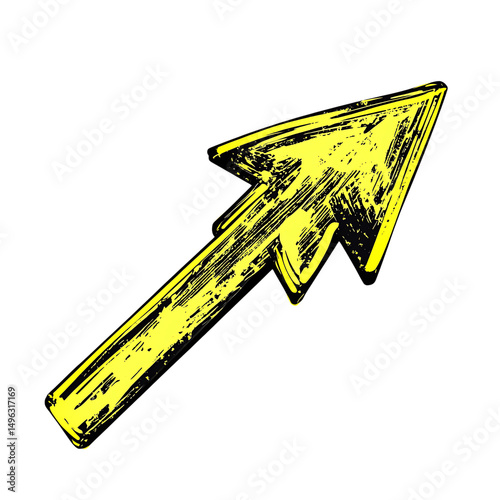 Bold Arrow with Expressive Design in Bright Chartre Isolated on Transparent Background