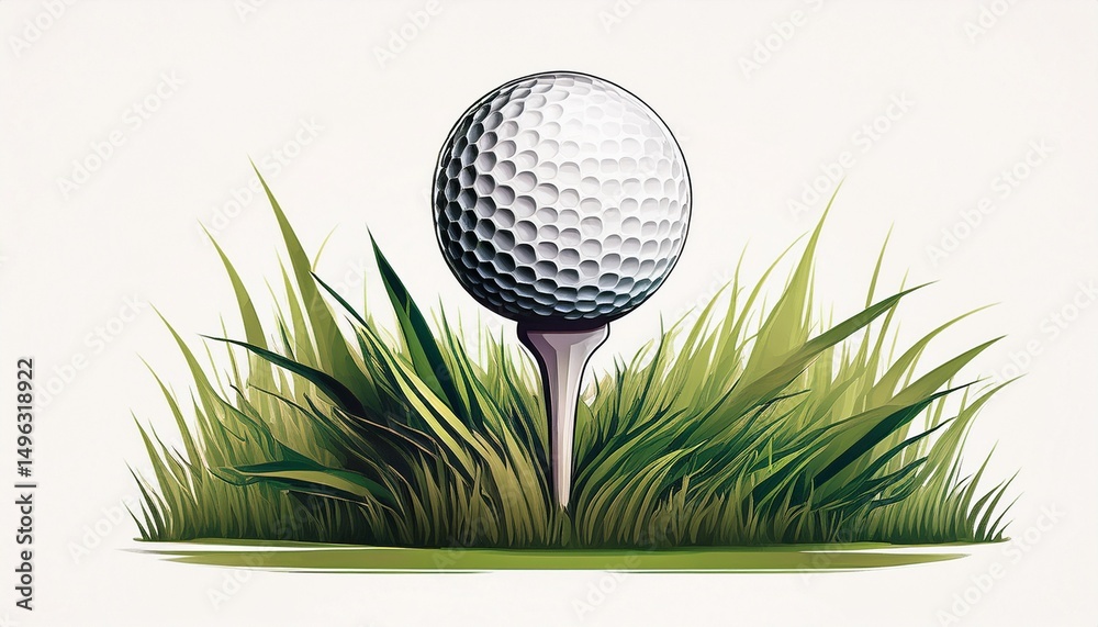 Fototapeta premium a golf ball on a tee in the grass isolated on white background ai generated