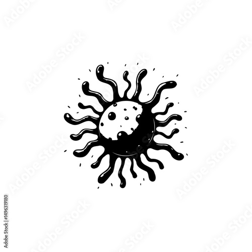 Abstract depiction of a spiky form with rounded features isolated drawing