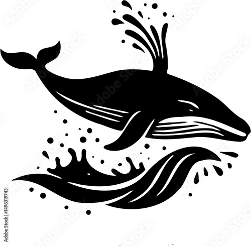 whale silhouette vector illustration with white background