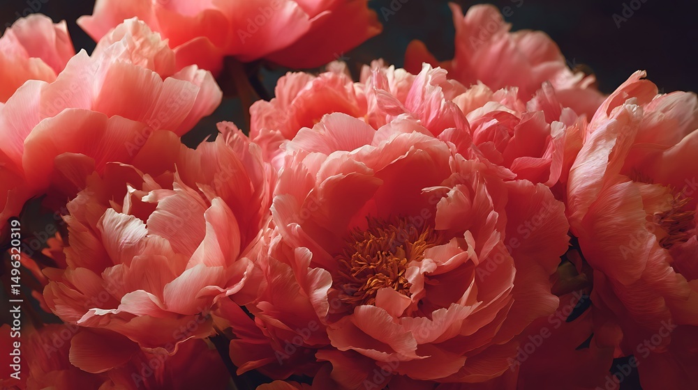 Obraz premium Coral peony flowers background close up
