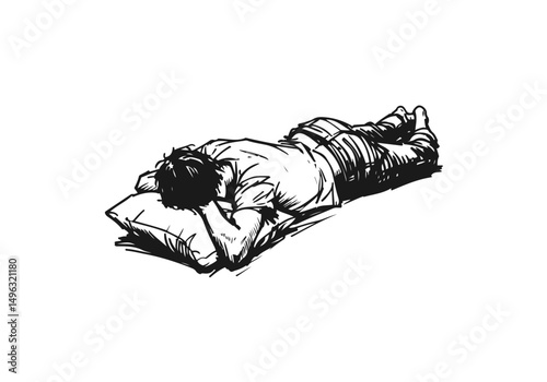 Person sleeping hand drawn vector illustration
