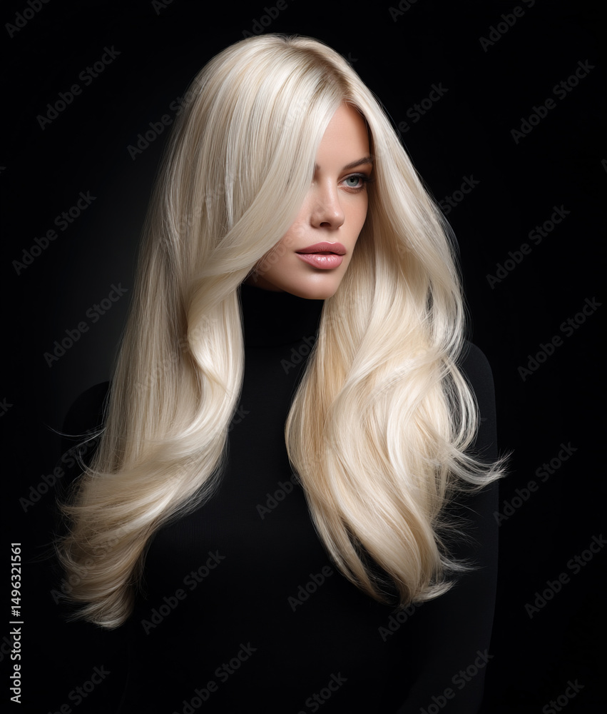 Naklejka premium Blonde woman with beautiful healthy shiny long hair