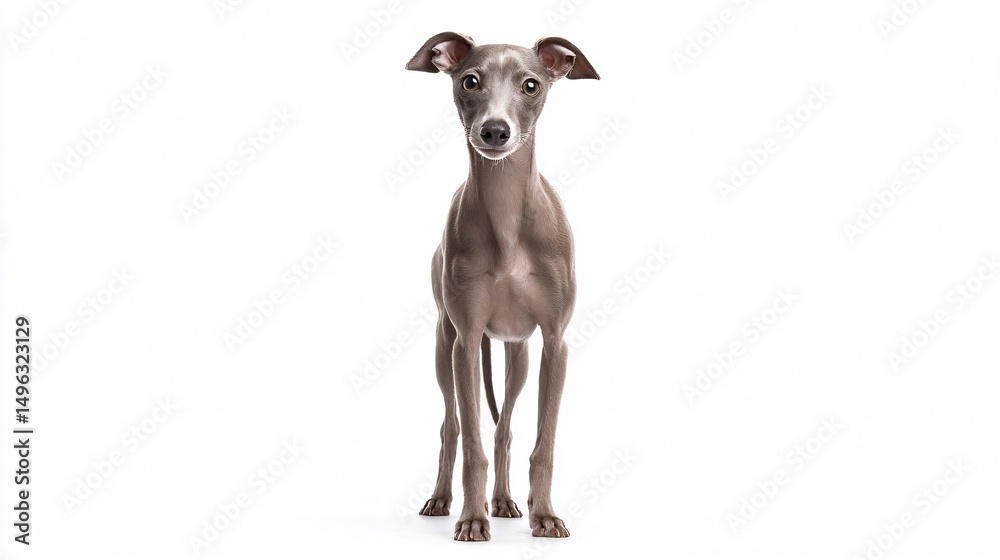 Graceful Italian Greyhound Dog Standing and Gazing at Camera Graceful Italian Greyhound Dog Standing and Gazing at Camera
