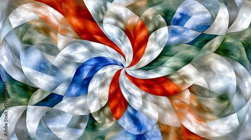 Abstract swirl pattern with colorful design.
