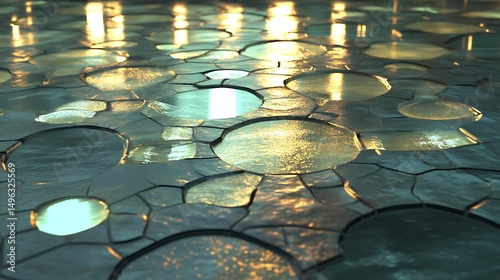 Glass tile pattern made from glowing translucent blobs