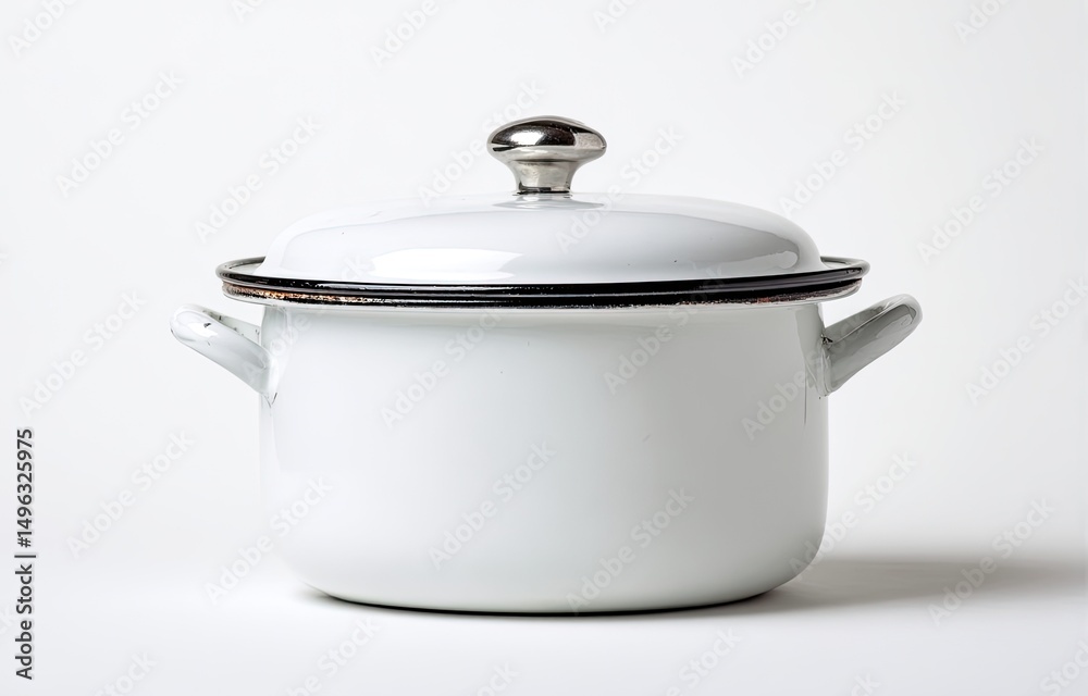 White enamel cooking pot with lid White enamel cooking pot with lid