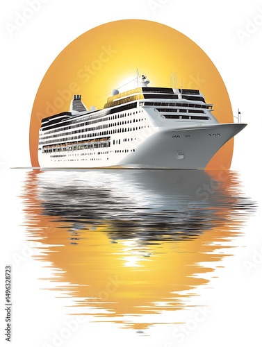 Cruise Ship at Sunset A Majestic Ocean Liner at Golden Hour.