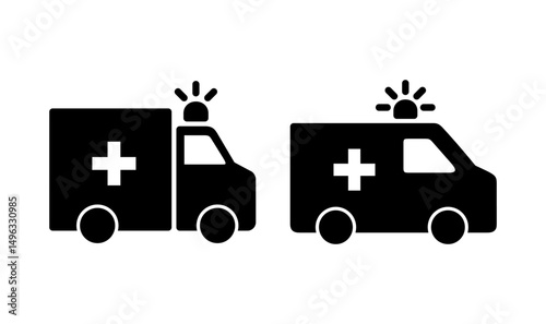 Ambulance icon logo design. ambulance truck sign and symbol. ambulance car