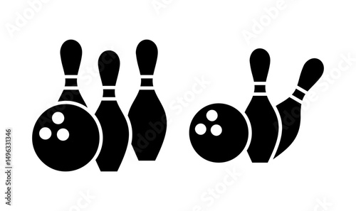 Bowling icon logo design. bowling ball and pin sign and symbol.