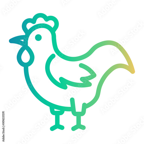chicken Line Gradient Icon