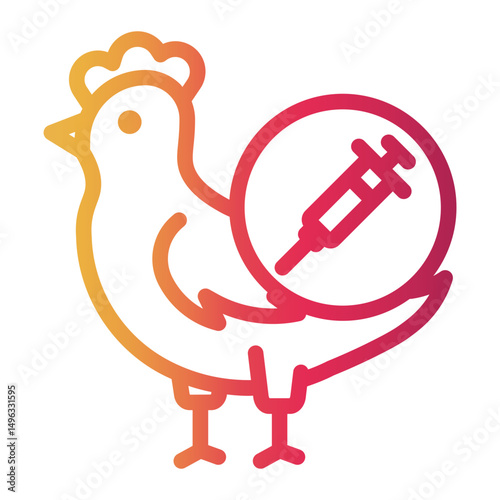 chicken Line Gradient Icon