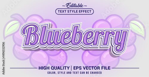 Editable text style effect - Blueberry text style theme. Vector text style illustration template.