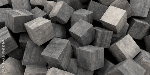 Acumulação de Cubos Cinzas - Textura Abstrata