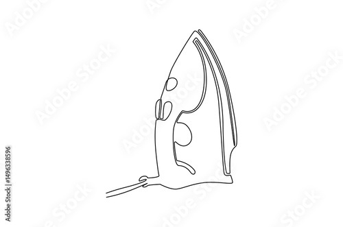 Continuous one line drawing of Electric Clothes Iron. Single line drawing illustration of Steam iron. Elctricity concept vector art. Doodle line illustration.