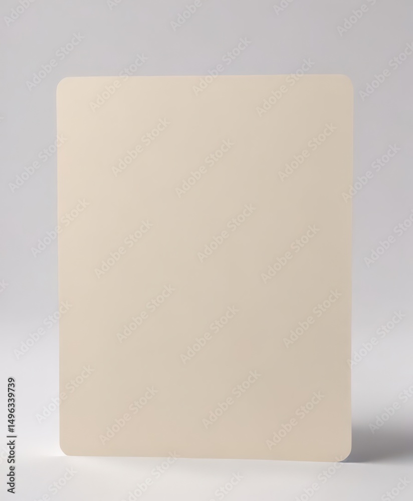 Fototapeta premium Cream-colored card blanks casually spread across a pristine white background, some edges slightly overlapping , clean, unwritten