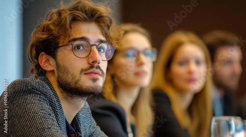 A team discussing renewable energy policies at a seminar, Sustainable, Thoughtful and engaged