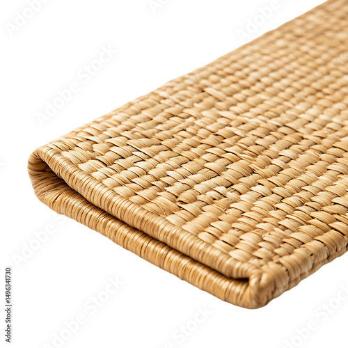 Elegant Minimalist Straw Beach Mat with a Classic W Isolated on Transparent Background