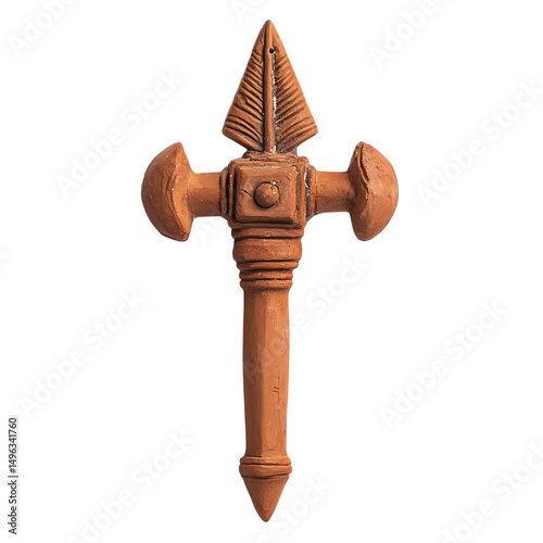 A Terracotta Arrow with Roman Fasces Axes Authorita Isolated on Transparent Background