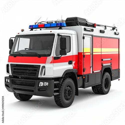 A modern fire truck ready for emergency response and rescue operations.