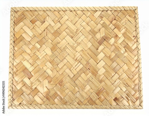 A natural woven mat made of straw, perfect for serving food and enhancing aesthetics.