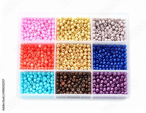Colorful assortment of beads in various shades for crafting and jewelry making.