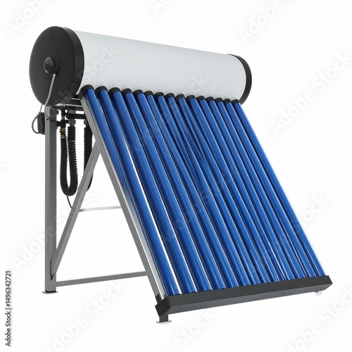 Solar water heater featuring blue tubes for efficient energy conversion.