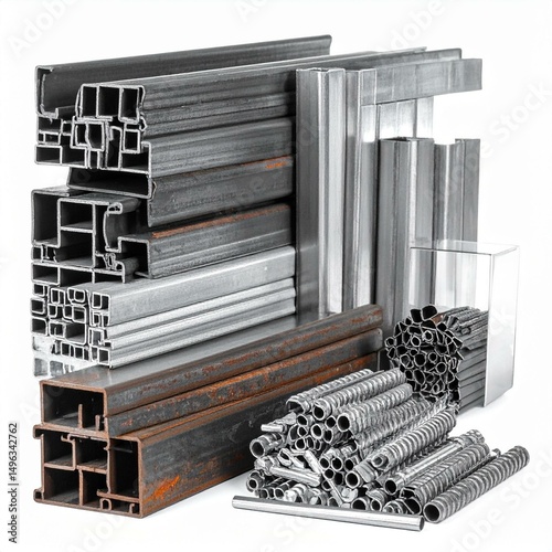 A collection of various metal profiles used in construction and manufacturing.