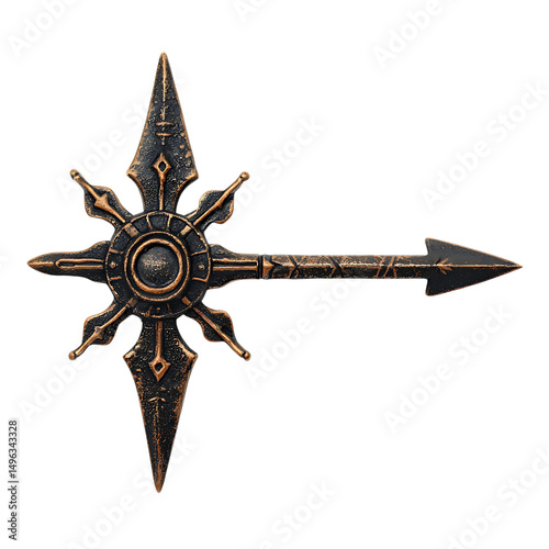 A Bronze Arrow with Viking Sunstones Navigation Mys Isolated on Transparent Background