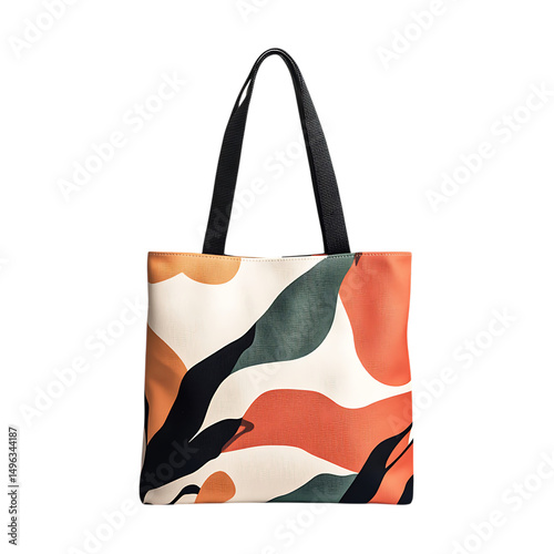 Trendy Canvas Bag with Contemporary Print and a R Isolated on Transparent Background