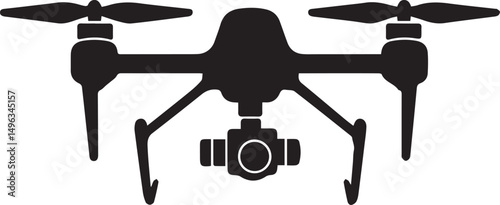 Silhouette of Modern Drone with Camera for Aerial Photography Vector Illustration