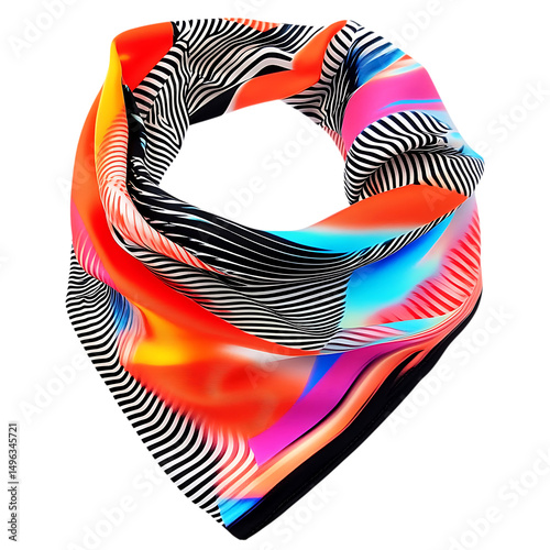 Modern Cooling Bandana with a Dynamic Abstract Digi Isolated on Transparent Background