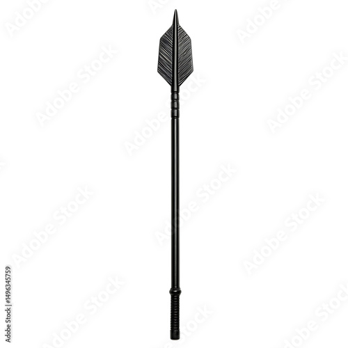 Sleek Arrow with a Modern Profile in Deep Charcoal Isolated on Transparent Background